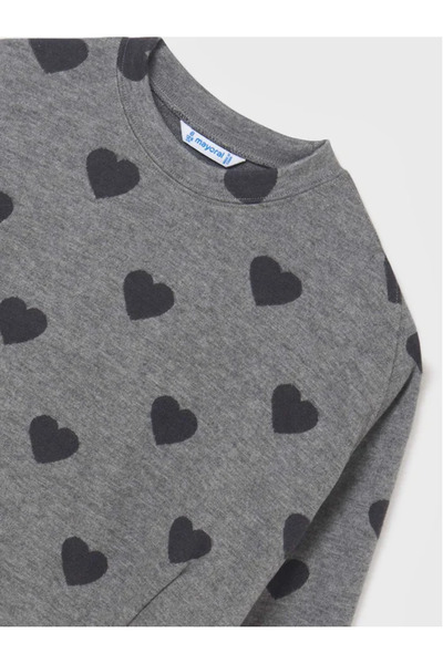 MAYORAL Gray blouse with black hearts for girls