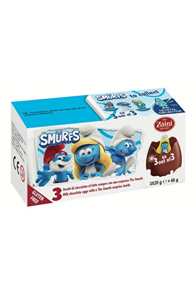 Zaini Smurfs 3'lü Glutensiz Çikolatalı Sürpriz Yumurta 20 g (3 ADET)