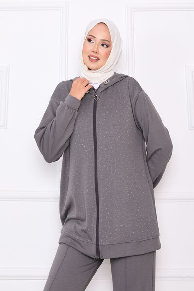 EBRUTESETTÜR Serpme Taşlı Zippered Soft Double Suit