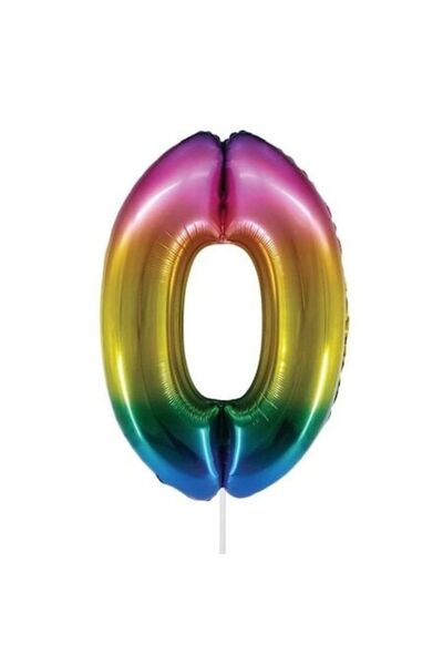 ANTBRO ® Metallic Foil Party Balloon No.0 Rainbow, 81 cm