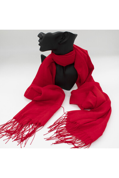 FashionForYou Shawl scarf, made of thin cashmere material, matching gloves, gift wrapped, Red, 178x72 cm