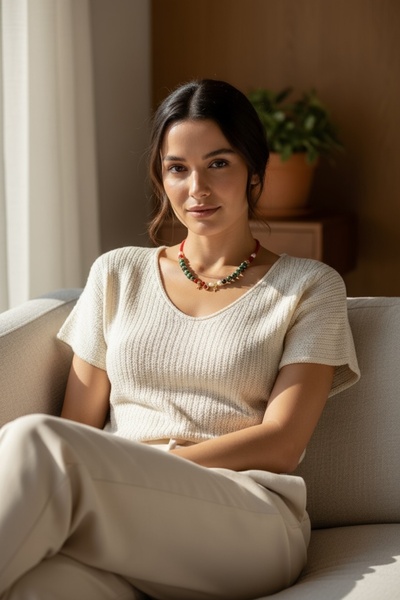 dela otantik Handmade Beaded Authentic Women's Necklace – Star Detailed Ethnic Bohemian Bijouterie Jewelry - Boho Necklace