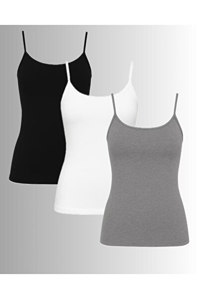 Bradıen GÜMÜŞ 4023 Ribana İp Askılı Düz Kadın Atlet