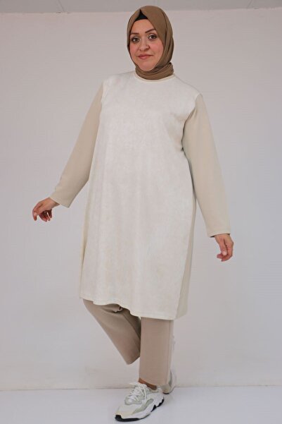 Eslina 58161 Plus Size Basic Modal Tunic - Beige