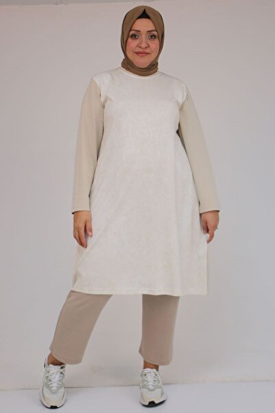 Eslina 58161 Plus Size Basic Modal Tunic - Beige