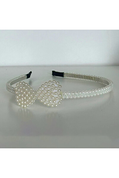 FY FashionForYou Bentita eleganta Cindy, cu fundita si perle artizanale aplicate, Alb