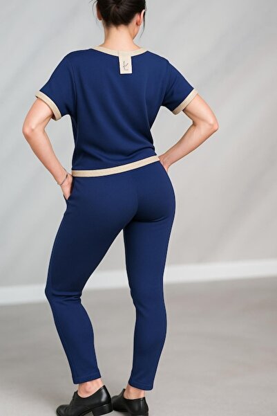 OEM - Navy blue sports tracksuit, short-sleeve top and long pants, size S-M INTL