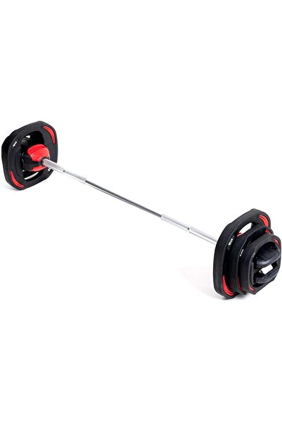 Generic مجموعة باربل قابلة للتعديل بوزن 20 كجم مع ألواح أوزان من مادة TPU - تدريب القوة في صالة الألعاب الرياضية المنزلية