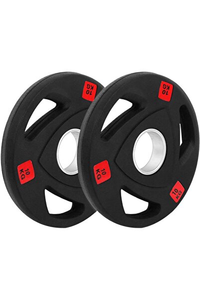 Generic Pair of Olympic Weight Plates with Rubber Coating and Triple Grip