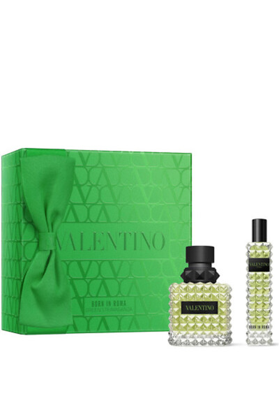 Valentino مجموعة هدايا Born in Roma Donna Green 50ml EDP & 15ml Travel Spray