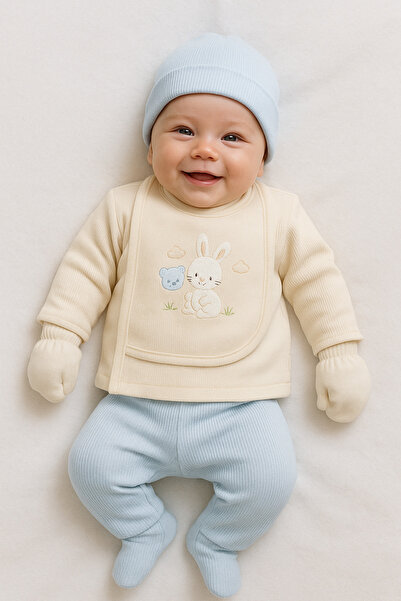 PefyBaby طقم خروج من المستشفى للأطفال الذكور مكون من 5 قطع، مصنوع من القطن بن...