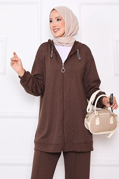 EBRUTESETTÜR Serpme Taşlı Zippered Soft Double Suit