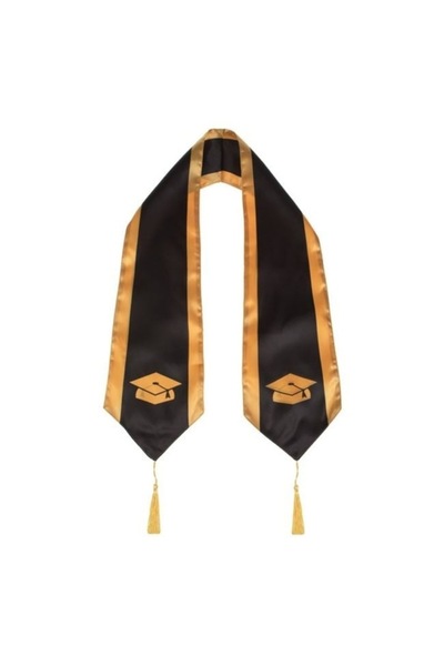 ANTBRO Black and Gold Ribbon with Tassels for Toga 134x17cm - Graduation Accessory ®