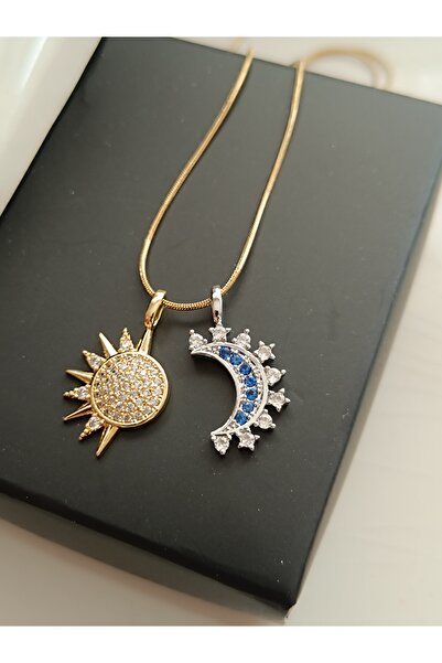 Kudi Steel Stainless Necklace with Sun and Moon Model