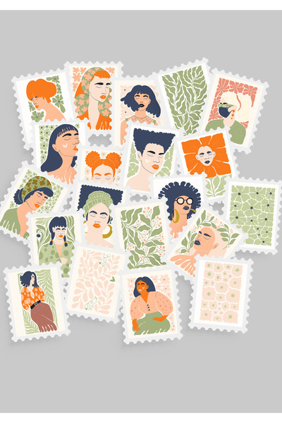 tinystoriestr Σετ αυτοκόλλητων με θέμα γυναίκες και λουλούδια, 20 τεμάχια - Η...