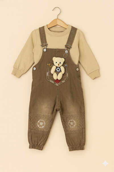 Free Beka Brown Baby Jeans Salopet Set with Teddy Bear Detail, 1-3 Years Old,...