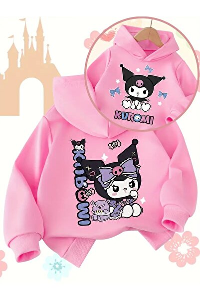 oneagılyazı Çocuk Sevimli Kuromi Anime Kapüşonlu Sweatshirt - Kuromi