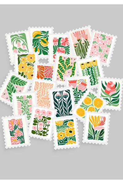 tinystoriestr Σετ αυτοκόλλητων με θέμα λουλούδια και βοτανικά σχέδια, 20 τεμά...
