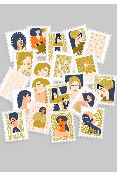 tinystoriestr Σετ αυτοκόλλητων με σχέδια για γυναίκες και λουλούδια, 20 τεμάχ...