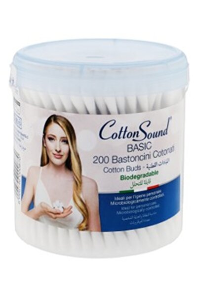 Cotton سماعات ساوند بادز دائرية زرقاء اللون، 200 قطعة