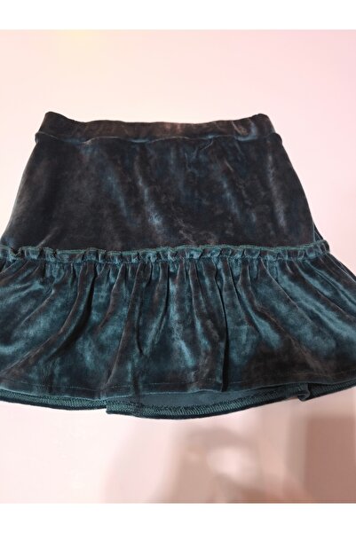 Şimo Butik Дівчача французька оксамитова спідниця з воланами, коротка міні, з рюшами, на резинці, нафтова синя