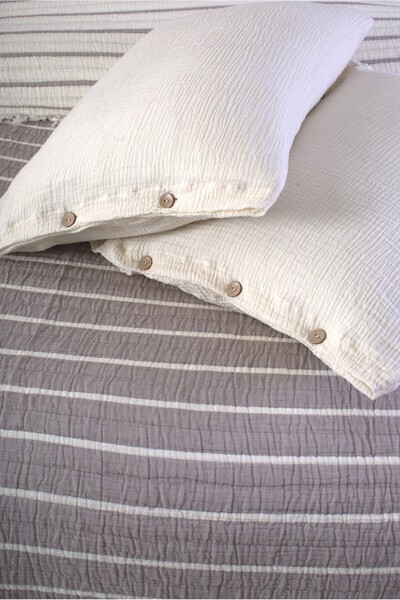 Cottonest Luxury 4-Layer Multi Muslin 100% Cotton Double Bedspread 230X250 cm King Size with 2 Pillows
