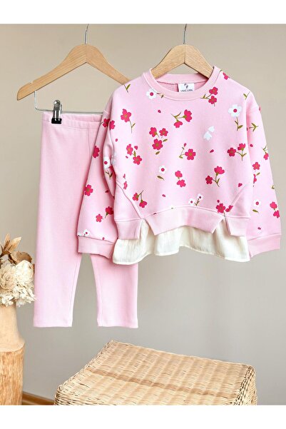 UNICORN Kız Çocuk Taytlı Gömlek Detaylı Takım Piny Pinky Flowers