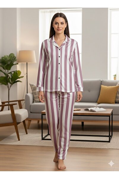 FAMES PİJAMA Women's Buttoned Pajamas Set