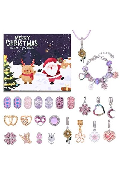 miraza Calendar Advent Bijuterii, 24 Zile cu Surprize, Charmuri, Bratari si Lantisor, Cadou de Craciun