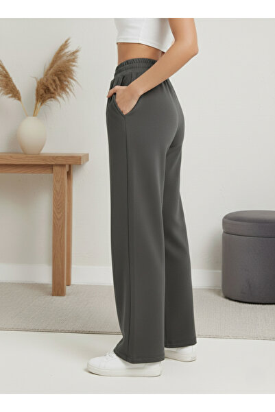 Ceylen Modal Kumaş Beli Lastikli Düz Paça Rahat Kesim Premium Pantolon