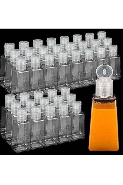 Generic 50 قطعة من زجاجات السفر الفارغة سعة 1 أونصة، زجاجات بلاستيكية شفافة صغيرة سعة 30 مل، على شكل شبه منحرف مع غطاء قابل للتقليب