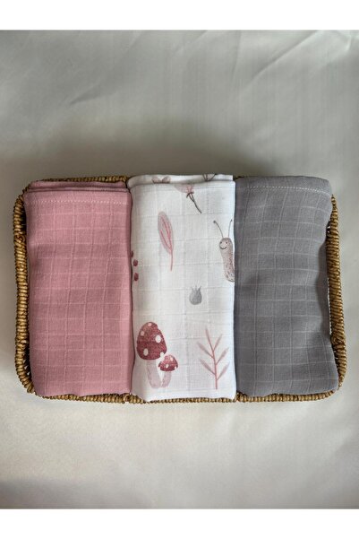 azizden 100% Organic Cotton Muslin Cover & Blanket 3-Piece Oeko-Teks Certified 80X80Cm