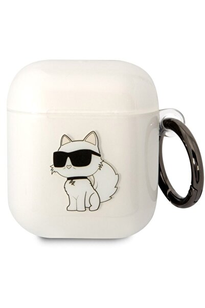 Karl Lagerfeld Husa de protectie 3D Logo NFT Choupette pentru AirPods 1/2, Alb