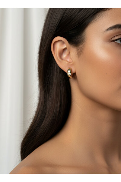 İris Jewelrys Çelik Gem Gold Küpe