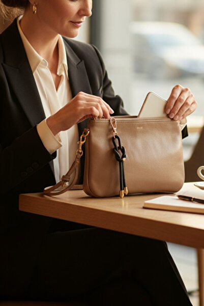 Trend aksesuar Leather Metal Detailed Keychain and Bag Charm