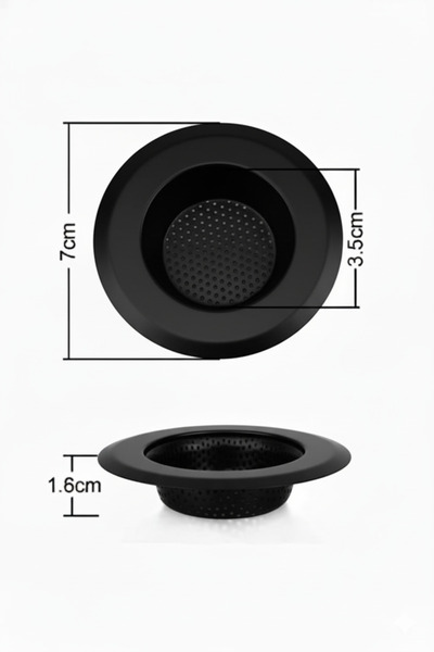 SCRUB YOGY 2 Adet Paslanmaz Çelik Lavabo Süzgeci 7 Cm (Siyah)