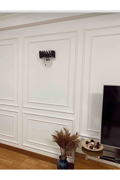 MİRLED AYDINLATMA Duvar Apliği Kristal Tabut Taşlı Lüks Aplik - Siyah Krom Renk