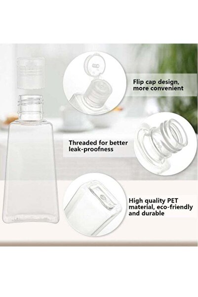 Generic 50 Pcs Travel Size Empty Bottles 1oz Clear Plastic Mini Bottles 30 ml Trapezoidal with Flip Cap