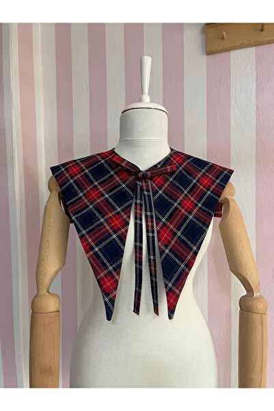 Eylülce Butik Paris Yaka Seyyar Yaka Lacivert Ekoseli Özel Üretim (Yetişkin)