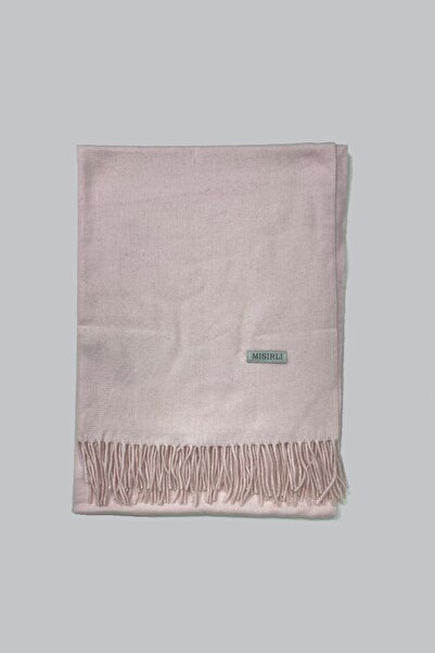 Mısırlı Powder Solid Color Tassels Thick Warm Stylish Winter Wool Shoulder Shawl
