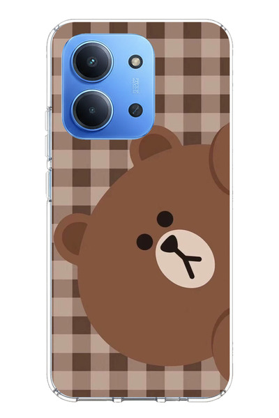 TechTree حافظة سيليكون مطبوع متوافقة مع Redmi 15C بتصميم الجانب البني على شكل دب