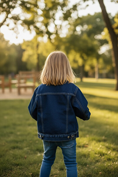 ASL GOLF CLUB Unisex Children's Cotton Long Sleeve Pocket Detailed Denim Jacket