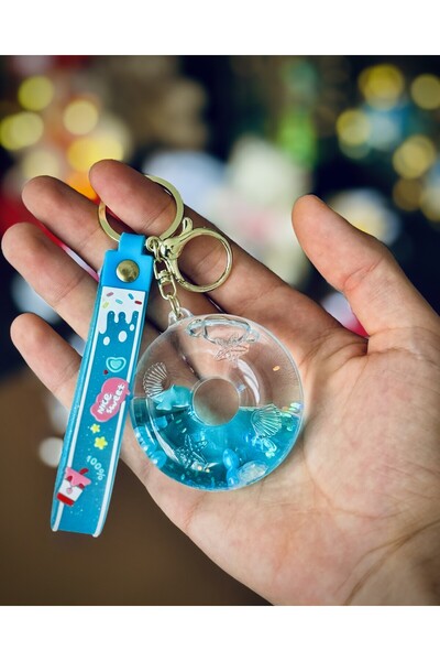 GLOW GIFTSS Mavi Deniz Sıvı Dolgulu Anahtarlık