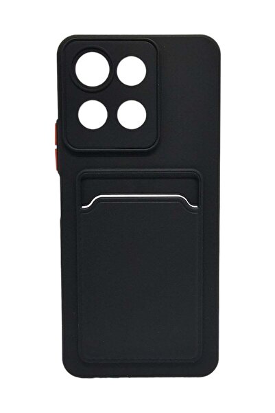 Generic Hard Silicone Back Cover With Card Pocket For Honor X6A - Black