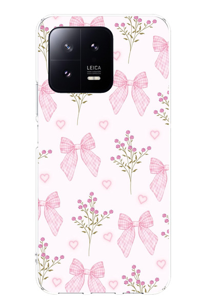 TechTree حافظة سيليكون متوافقة مع هاتف Xiaomi Mi 13 باللون الوردي والأزهار وا...