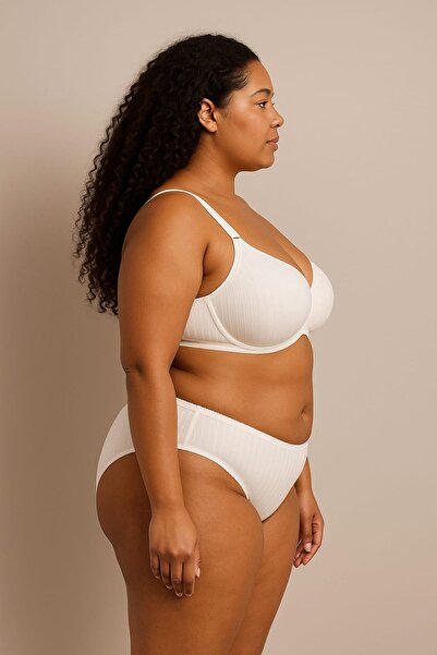 enmodaiçgiyim Sutien alb mărime mare C Cup efect modelator – fără susținere, fără sârmă, burete moale, 3 cârlige