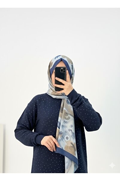 Blue Morpho Modal Fabric Stone Hijab Double Set