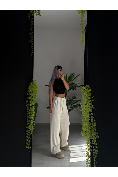 by SLA boutique Casual loose winter pants with elastic waist and adjustable drawstring