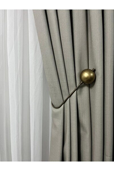 Home Kornişe Takılan Metal Kolbağı Perde Aksesuarı 1 Adet (Duvar Delmeden Kol...