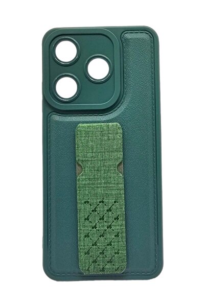 Generic Leather Back Cover With Holder For Tecno Spark 10C - Green